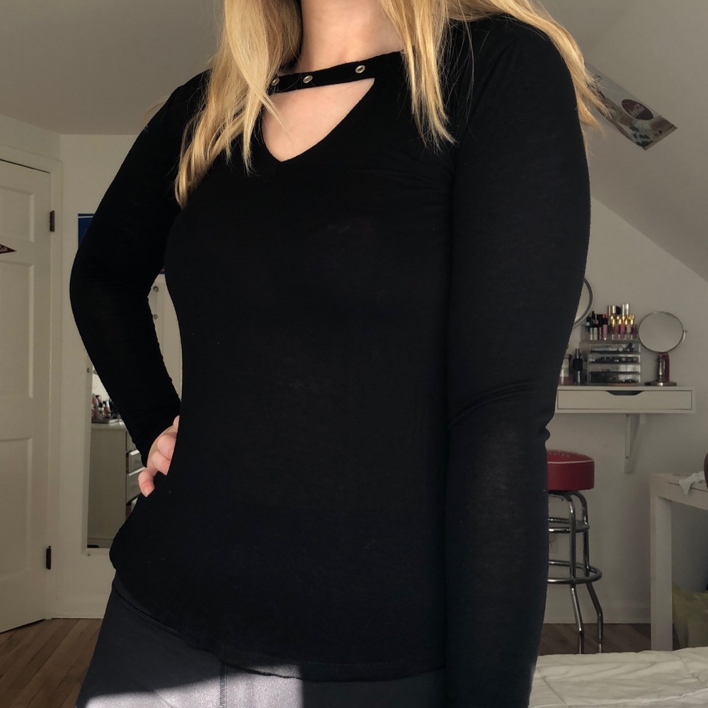 black long sleeve with studded holes